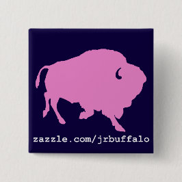 roze buffels vierkante button 5,1 cm