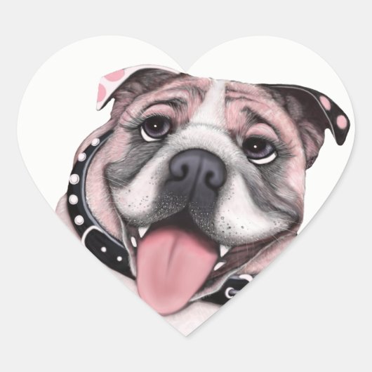 Roze Bulldog Aangepaste Stickers (Voorkant)