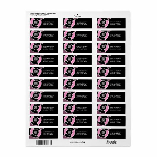 roze bulseye QR-code Etiket (Full Sheet)