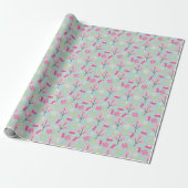 Roze Bunnies en Flowers Cadeaupapier (Uitgerold)