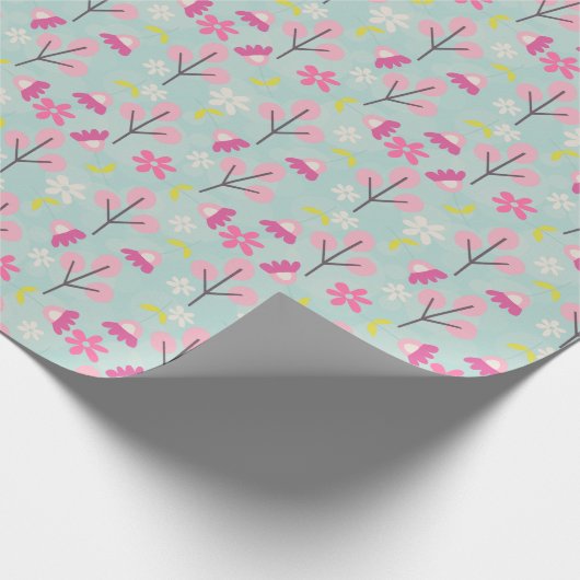 Roze Bunnies en Flowers Cadeaupapier (Hoek)