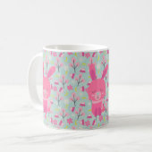Roze Bunnies en Flowers Koffiemok (Voorkant links)