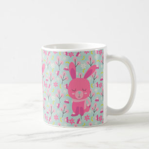 Roze Bunnies en Flowers Koffiemok