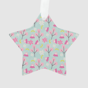 Roze Bunnies en Flowers Ornament