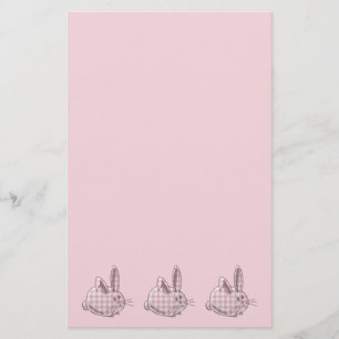 roze bunnies gingham briefpapier