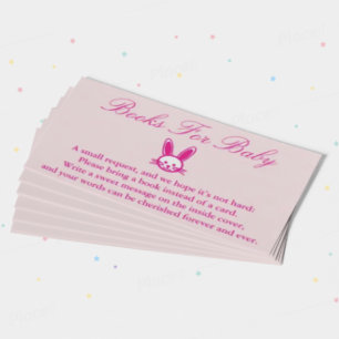 Roze Bunny-Baby shower-boeken voor Baby-kaarten Informatiekaartje