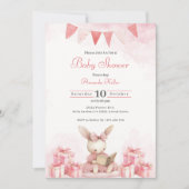 Roze Bunny Baby shower Uitnodiging (Voorkant)