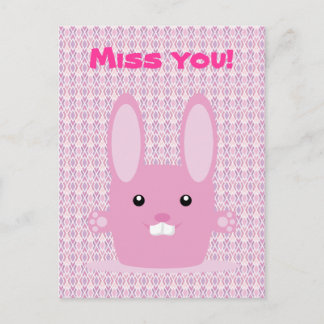 Roze bunny briefkaart