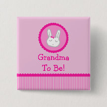 Roze Bunny "Grandma to be" Baby shower Button