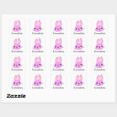 Roze Bunny - Lente + Pasen Vierkante Sticker (Vel)