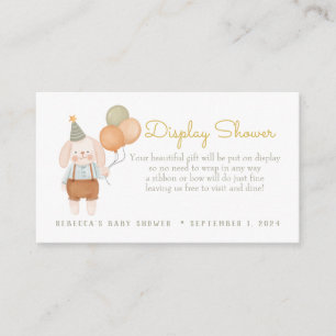 Roze Bunny met Baloons Display Shower Informatiekaartje