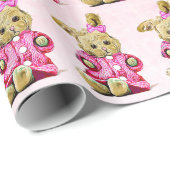 Roze Bunny met Bow Gilt's Birthday Gift Wrap Cadeaupapier (Rol Hoek)