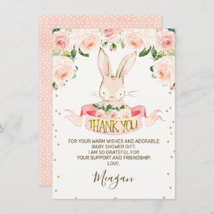 Roze Bunny Rabbit Baby shower Hartelijk dank Kaart