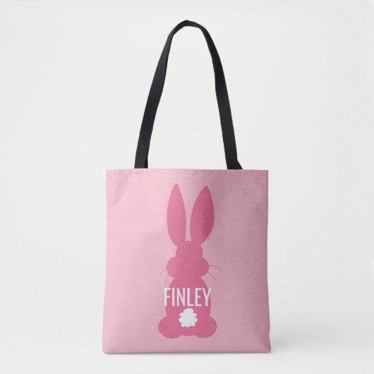 Roze Bunny Silhouette Easter - Gepersonaliseerde m Tote Bag (Voorkant)