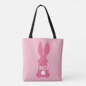 Roze Bunny Silhouette Easter - Gepersonaliseerde m Tote Bag (Achterkant)
