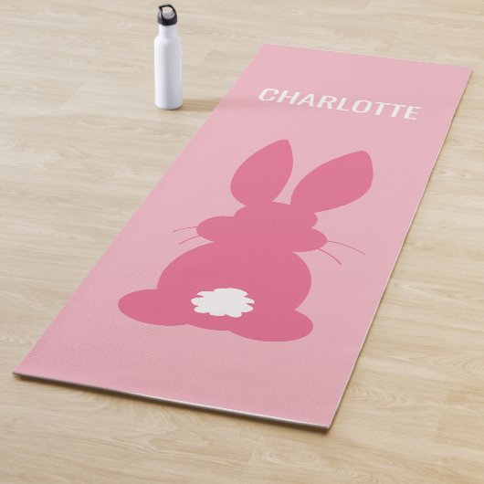 Roze Bunny Silhouette Personalized Cute Animal Yogamat (In situ)