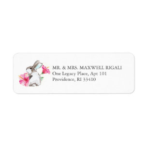 Roze Bunny Waterverf Return Address Envelope Etiket