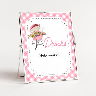 Roze Burger BBQ Baby shower Drinken Poster