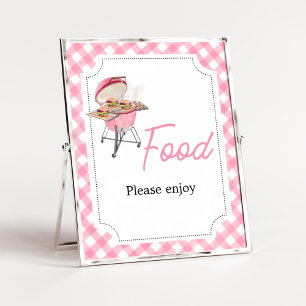 Roze Burger BBQ Baby shower Eten Poster