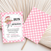 Roze Burger BBQ Baby shower Kaart