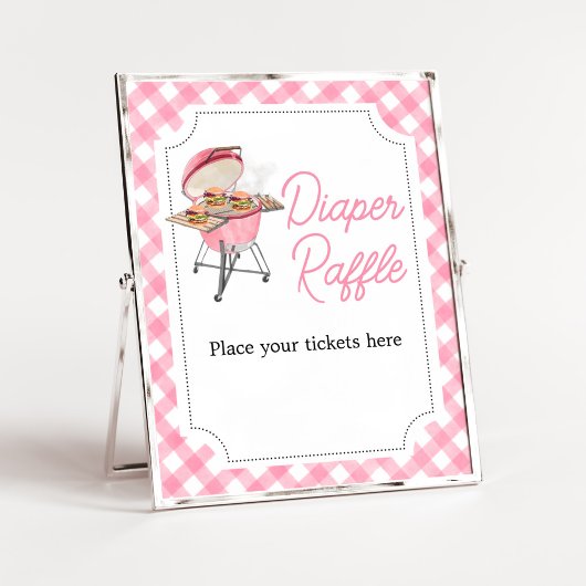 Roze Burger BBQ Baby shower Luier Raffle Poster
