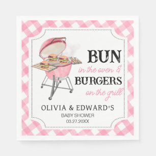 Roze Burger BBQ Baby shower Servet