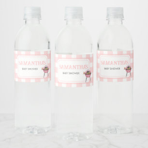 Roze Burger BBQ Baby Shower Waterfles Etiket