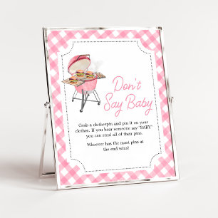 Roze Burger BBQ Baby shower Zeg niet Baby Poster