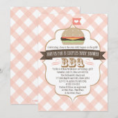 Roze Burger Couples BBQ Baby Shower Invitations Kaart (Voorkant / Achterkant)