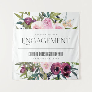 ROZE BURGUNDY FLORALE BOeket HULP BIJ HET HUWELIJK Wandkleed