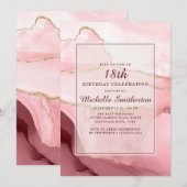 Roze Burgundy Gold Marble Agate 18th Birthday Kaart (Voorkant / Achterkant)