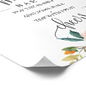 Roze burgundy oranje bloemige mom-osa bar bord poster (Hoek)