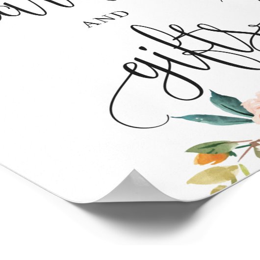 Roze burgundy oranje bloemkaarten en geschenken bo poster (Hoek)