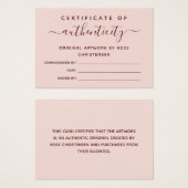 Roze Burgundy Script Certificate of Authenticity Visitekaartje (Voorkant /achterkant)