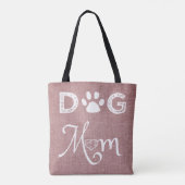 Roze Burlap Dog Mam Canvas tas (Achterkant)