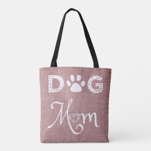Roze Burlap Dog Mam Canvas tas (Achterkant)