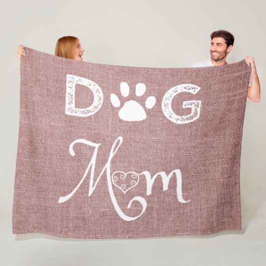 Roze Burlap Dog mam Fleece Blanket (In situ)