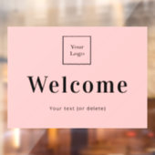 Roze business logo welkom raamsticker (Vel 2)