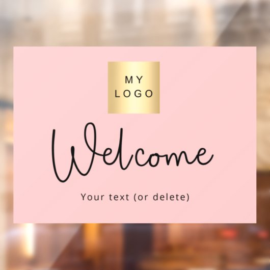 Roze business logo welkomstscherm raamsticker (Vel 2)