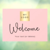 Roze business logo welkomstscherm raamsticker (Vel 3)