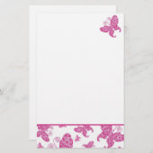 Roze Butterflies Briefpapier (Voorkant / Achterkant)