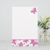 Roze Butterflies Briefpapier (Staand voorkant)