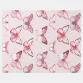 Roze Butterflies Fleece Deken (Voorkant (Horizontaal))