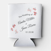 Roze Butterflies Garden Romantic Simple Wedding Blikjeskoeler (Voorkant)