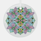 Roze Butterflies Mandala Kerstmis Glas Ornament (Voorkant)