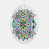 Roze Butterflies Mandala Kerstmis Glas Ornament (Voorkant links)