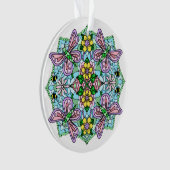 Roze Butterflies Mandala Kerstmis Ornament (voorkant)