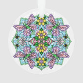 Roze Butterflies Mandala Kerstmis Ornament (achterkant)
