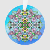 Roze Butterflies Mandala Kerstmis Ornament (voorkant)