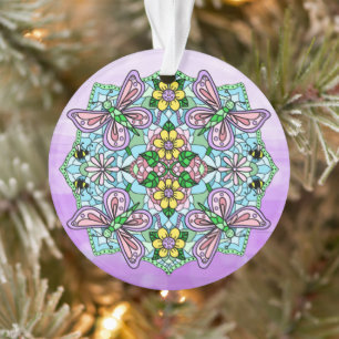 Roze Butterflies Mandala kerstversiering Ornament
